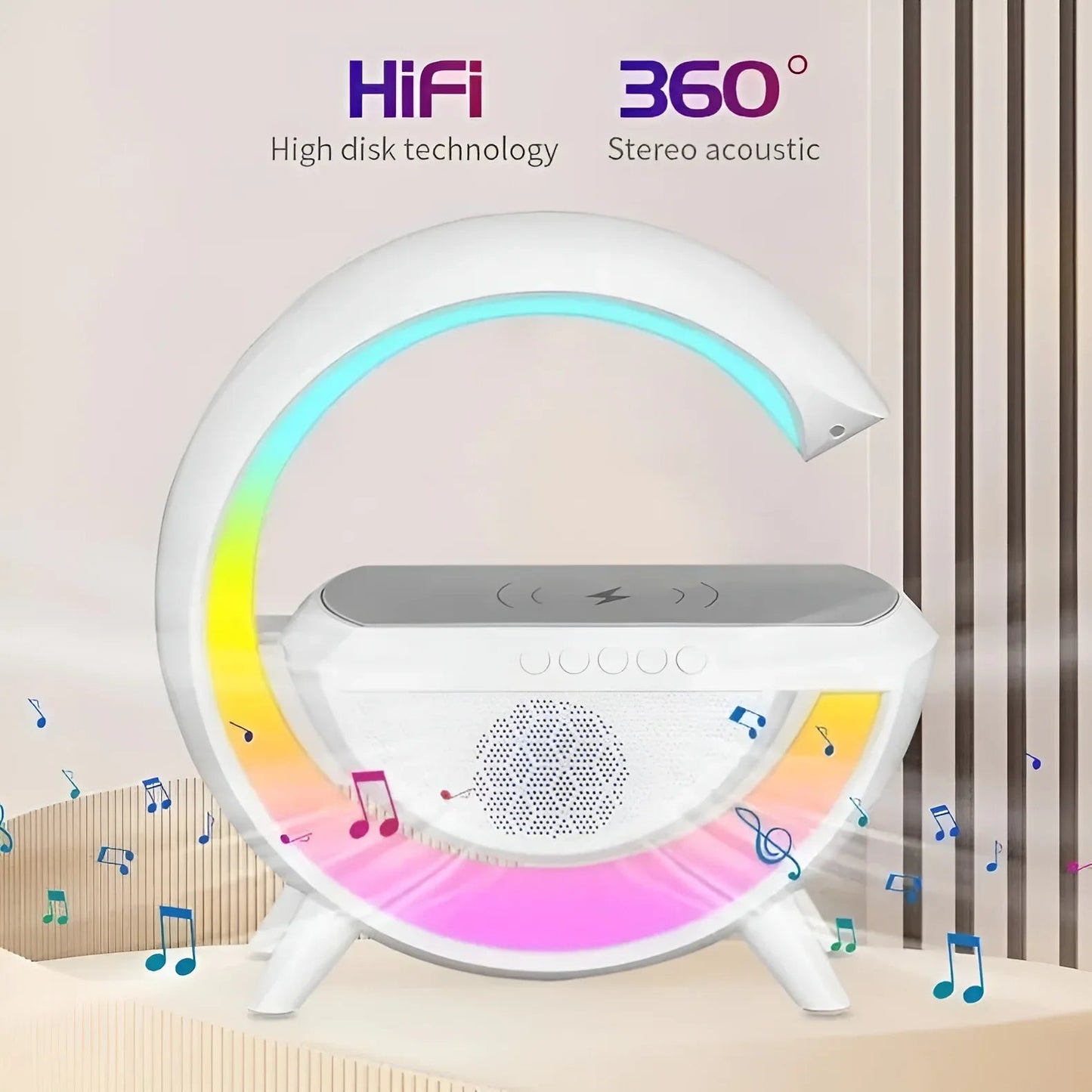 G Shaped RGB Light Table Lamp With Wireless Charger - Auk deals