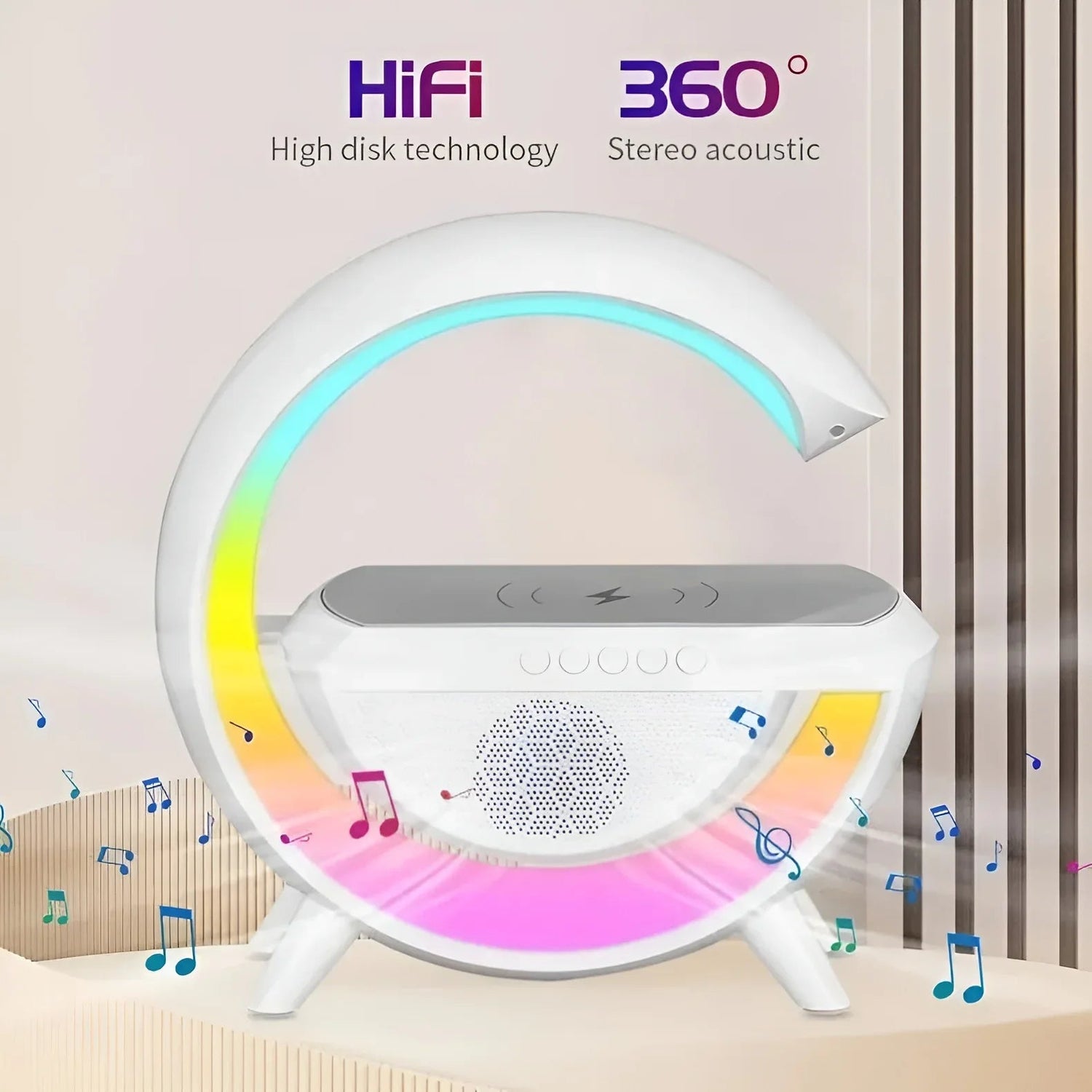 G Shaped RGB Light Table Lamp With Wireless Charger - Auk deals